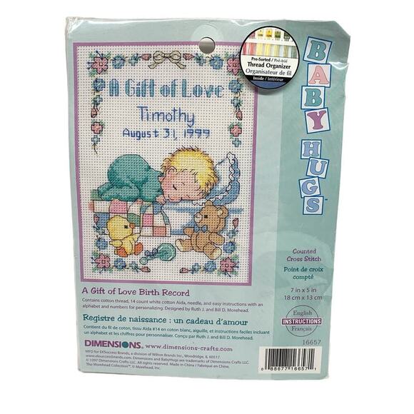 NOS Dimensions Cross Stitch Kit A Gift of Love Birth Record Factory Sealed - Picture 1 of 6